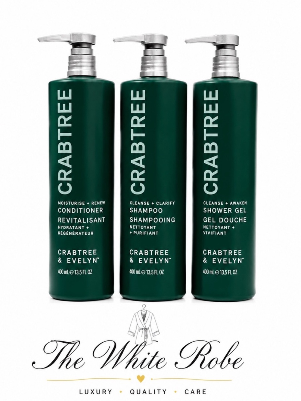 (3 PACK) CRABTREE & EVELYN CONDITIONER, SHAMPOO & SHOWER GEL SET - 15 fl.oz